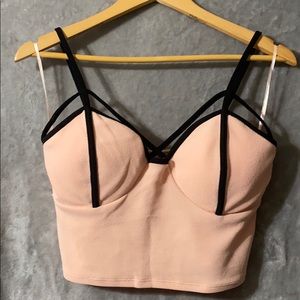 Crop top that’s pink with black trim